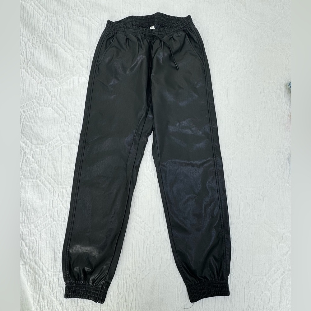 Zara Black leather joggers